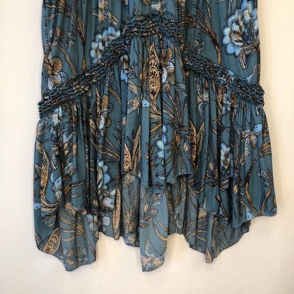 Free People Haze Hummingbird Tunic Blue Ruffled XS - Picture 7 of 12